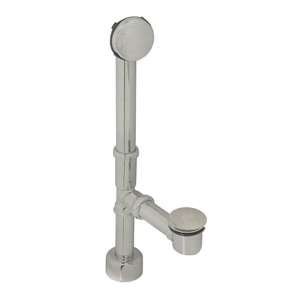 Westbrass Finished European Tip Toe Bath Waste, Hidden Overflow -14" Make-Up, 17 Ga. in Satin Nickel D3251HK-07 - main